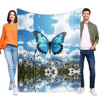 Vibrant Butterfly Blanket Colorful Floral Pattern Cozy Soft Sofa Throw Perfect for Home Dcor and Nature Lovers Handmade Gift fo Size: 75*100cm, Weight: 230 GSM