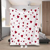 VIKAMA Heart-Print Blanket Soft Skin-Friendly and Warm Perfect for Office Naps Home Relaxation and Decorative Accents Size: 75*100cm, Weight: 230 GSM