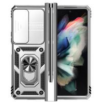 Neslystantis apsauginis telefono dėklas su kamera Samsung Galaxy Z Fold 4 5g Fold4 Zfold4 apsaugai nuo kritimo, su atrama, Coque dėklai for Samsung Z fold 4 sidabras