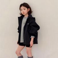 SEVEN BOBI Girls' Korean Style Hooded Windbreaker Jacket 130 cm juoda