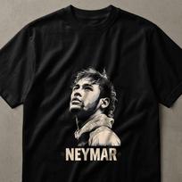 Neymar Fan Art T-Shirt, Soccer Player Graphic Tee, Brazilian Football Legend Shirt, Unique Sports Fan Gift for Him, Stylized Athlete XL