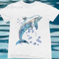Y2K Dolphin Graphic Tee: Frutiger Aero Softstyle Summer Shirt S