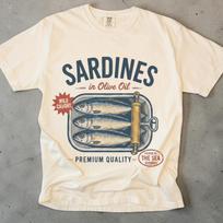 Sardinių marškinėliai, Sardinių skardinėse marškinėliai, Unisex Comfort Colors, Konservuotų žuvų marškinėliai, Sardinės, Žuvies marškinėliai, Maisto mėgėjo dovana, Žvejybos marškinėliai 3XL gray