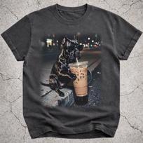 Cane Corso Drinking Iced Coffee Shirt, Funny Dog Meme T-Shirt, Coffee Lover Gift, Dog Owner Vintage Graphic Tee, Silly Dog Novelty Shirt M