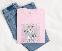 Corgi Fitness Shirt Dog Exercise Gift Women Kawaii Tee Pembroke Welsh Corgi T-Shirt Dog Fan Cute Tshirt Workout Graphic Sketch Lifting L