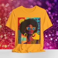 Afro Beautiful Black Woman Shirt - Melanin Poppin Afrocentric Tee, Vibrant Black History Fashion, Retro Style T-Shirt, XS-5XL Soft Oversized S