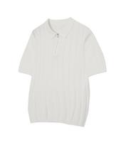 Irony Porno White Line 86-Iro356 Micro Cable Half-Zip Collared Short Sleeve Knit White White/M