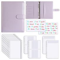 Pu Leather Cover A5 Binder  Notebook Planner 6 Rings Spiral Business Work Agenda Budget Binder Macaron Candy Color (Purple,no&a5) violetinė