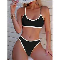 Moteriškas maudymosi kostiumėlis, seksualus bikinis, naujas „Push Up“ bikinio komplektas, maudymosi kostiumėlis moterims, paplūdimio apranga, bikini, dviejų dalių kostiumai S juoda