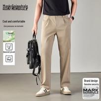 MARK FAIRWHALE Men's Old Money Style Straight-Leg Casual Pants 38 chaki