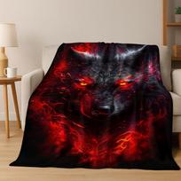 Norse Mythology Fenrir Wolf Beast Cartoon Flannel Blanket,Cozy Soft Throw Blanket for Home Bedroom Bed Sofa Picnic Cover Kids Size: 75*100cm, Weight: 230 GSM