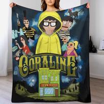 B-Bobs Cartoon Burger Coralinee Cozy Flannel Blanket,Funny Family Member Soft Throw Blanket For Living Room,Dorm,Nap,Home Decor Size: 75*100cm, Weight: 230 GSM