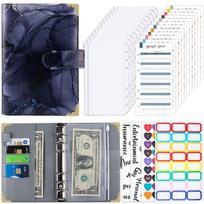 Custom PU Leather binder notebook A6 Budget Binder Planner Organizer Budget Sheet Set budget binder with cash envelopes (as the picture,190*132mm&A6)