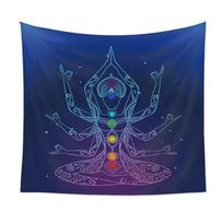 Seven Chakra Tapestry Indian Buddha Statue Meditation Wall Hanging Mandala Tapestry Witchcraft Bohemian Hippie Home Decor Yoga 100X70CM
