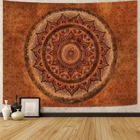 Boho Mandala Tapestry Wall Hanging Hippie Bohemian Floral Medallion Indian Tapestry Aesthetic Wall Art Large Vintage Orange 100X70CM brown