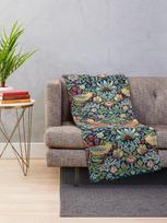 The Strawberry Thief William Morris Pattern Throw Blanket Size: 75*100cm, Weight: 230 GSM