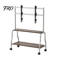Stainless Steel TV Cart Mobile for 32-75 Inch Flat Curved Screens, Easel Rolling Stand with Locking Wheels, 2-Tier Shelf & 110 lbs Capacity, MDF Top,