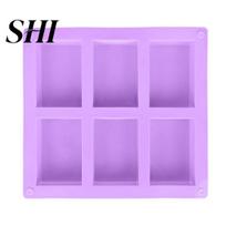 Cookie Mold 100ml Soap Non-stick Easy to Release Silicone Chocolate 6 Cavity Cell Cake for Kitchen violetinė