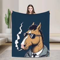 BoJackas Žirgas Super Minkštas pledas Pikniko pliušinis pledas Grafinis miegamojo flanelinis lovatiesė Sofos lovos užvalkalas 75X95CM