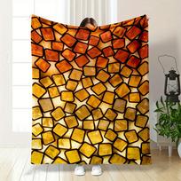 A Mosaic of Glowing Orange and Yellow Square Tiles with Black Borders. for All Seasons Blanket Lunch Break Throw Gift 75X95CM