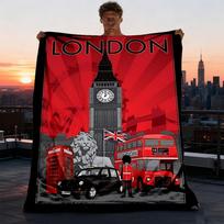 1 vnt. Londonas, Big Ben lauko flanelinis pledas mergaitėms, minkštas, lengvas užklotas, puikiai tinkantis stovyklavimui ir dovanoti, skaitmeninis 75X95CM