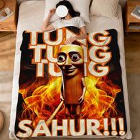 T-Tung Tung Sahur Tralalo I-Itališkas Smegenų Puvinys Flanelinis Minkštas Šiltas Pliušinis Antklodė Sofa Svetainė Augintinio Miegamasis Dovana Namų Automobilio Nešiojamas 75X95CM
