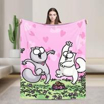 Humoristinis animacinis katinas Simons Cat flanelinis pledas, pledas lovai, lauko lengvas antklodė, 75X95CM