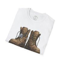 Worn Leather Combat Boots T-Shirt Vintage Military Illustration S