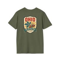 Ohio Buckeye T-Shirt | Vintage Mid-Century Travel Luggage Tag Tee | Buckeye State Souvenir | OH Road Trip Gift 2XL
