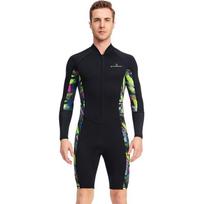 Mens 1.5mm Full Sleeve Wetsuit Diving Snorkeling Surfing Warm Water Sports Summer Winter Use XXXL black