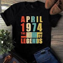 April 1974 The Birth Of Legends Vintage Unisex Men's and Women's T-shirts S įvairiaspalvis