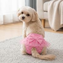 Pink Tone Dog Period Underwear Lace Trim Female Dog Nappy Pet Short Pant  Indoor Daily Wear S beige