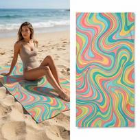 Microfiber Beach Towel Boho Abstract Ocean Wave Quick Dry Bath Towels Retro Terracotta Sand Blanket Swimming Pool Towels 50x100cm