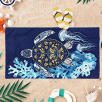 1pc Retro Pattern Turtle Beach Towel Quick-drying Super Absorbent Suitable for Beach Vacation Pool Summer Funny Gift for Friends 50X100CM