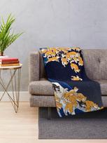 Shiba Inu The Great Wave in Night Throw Blanket Soft Cozy Plaid for Couch or Bed Perfect Gift for Dog Lovers and Japanese Art Size: 75*100cm, Weight: 230 GSM