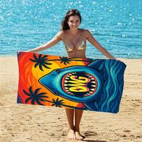 Graffiti Shark Beach Towel - Colorful Splash Microfiber Bath Sheet with Bold Shark Graphic for Urban Beach Style 50x100cm