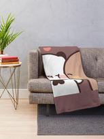 Love Kiss from DuDu Bear to BuBu Panda Throw Blanket Soft Cozy Plush for Couch or Bed Home Textile Gift Idea Size: 75*100cm, Weight: 230 GSM