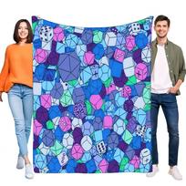 Vibrant Polyhedral Dice Blanket, Soft Cozy Fleece Throw for D&D RPG Gamers, Tabletop Gaming Room Decor Gift, Lightweight Warm Be Size: 75*100cm, Weight: 230 GSM