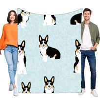 Adorable Corgi Puppy Print Blanket, Super Soft Cozy Flannel Fleece Throw for Bed Sofa Couch, Lightweight Pet Lover Birthday Gift Size: 75*100cm, Weight: 230 GSM