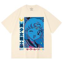 230 Gsm 100% Cotton Sailor Moon V13 Print Unisex Heavy Cotton T Shirt XS abrikosas