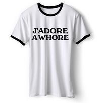 J'Adore A Whore Ringer Shirt M