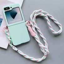 for Samsung Galaxy Z Flip 7 6 5 4 3 Zflip7 Z Flip6 Crossbody Lanyard Candy Color Fold Phone Case Shockproof Soft Cover Galaxy Z Flip 6