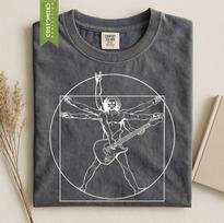 Comfort Colors® Vitruvian GuitarisT-Shirt, Guitar Player Da Vinci Style Tee S gray