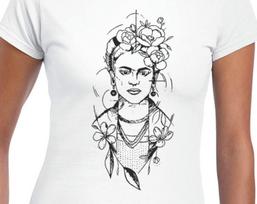 Frida Kahlo tee, folk art, surrealist - screen printed female T-shirt XL