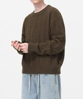 Tofi Daily Round Neck Fisherman Knit (Khaki Brown) Khaki Brown/Xl