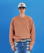 Analogoid Mesh Argyle Knit / Salmon Salmon/L