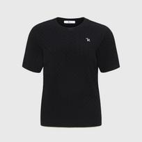 Rick Cable Round Short Sleeve Knit T-Shirt (Black)_L4B1-Nb11K Note/S