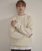 Iesn Punched Round Neck Oversized Knit Cream S