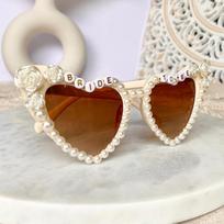 Bride To Be Sunglasses Faux Pearl Embellished Heart Shaped Sunglasses Bachelorette Hen Do Party Accessories Decorations