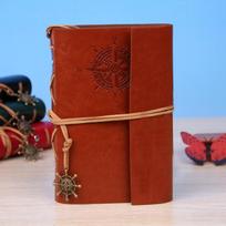 For Little Pirate Business Notebook Custom Vintage Leather DIY A6 A7 with Strap Book Model Thermal Binding 100gsm (Brown,None) ruda